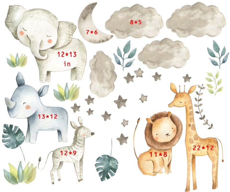 Safari Nursery Decal, Jungle nursery decal, Safari Nursery Decal