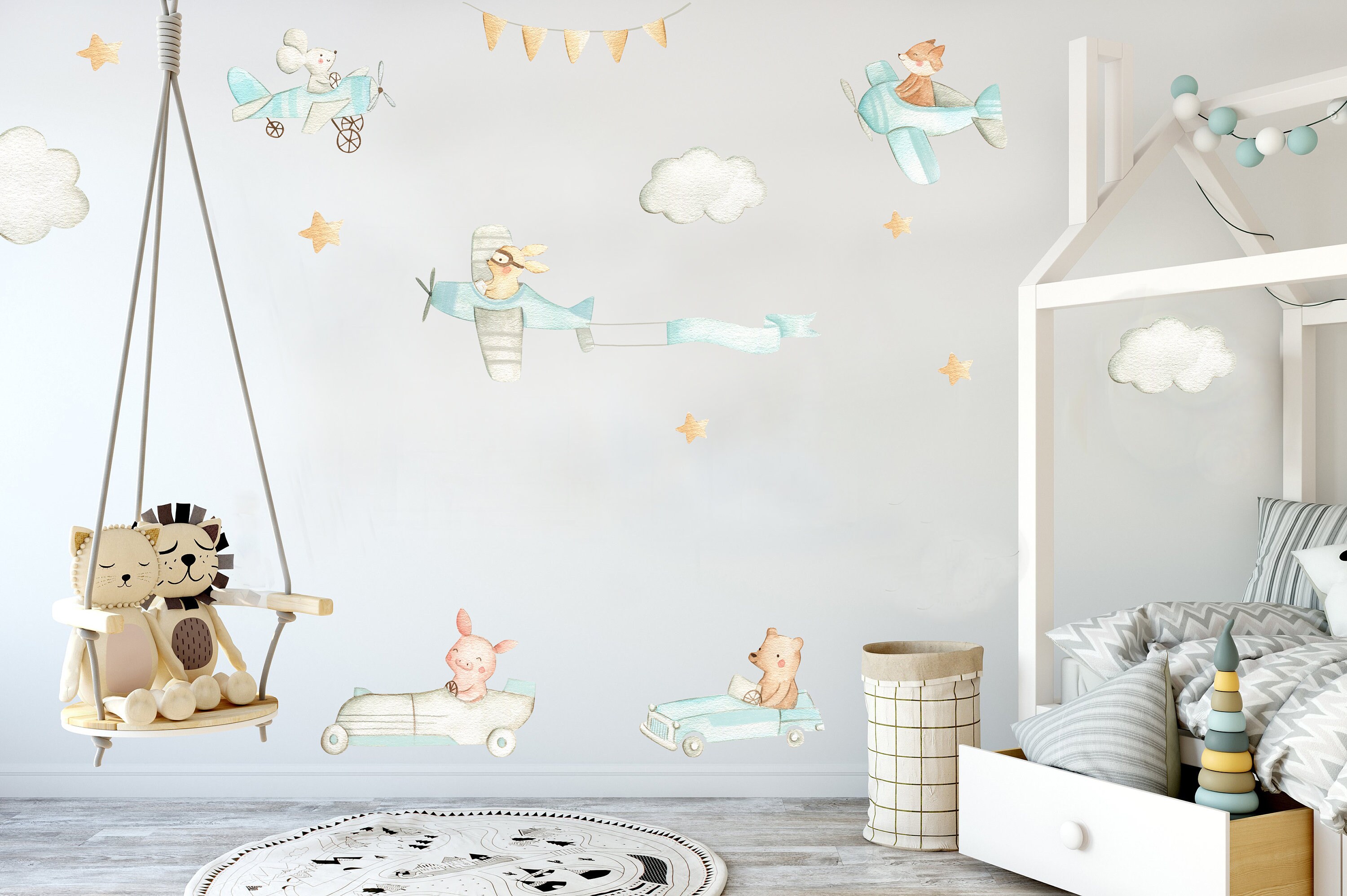 Nursery Wall Stickers Wall Decals Car With Animals Art - Etsy