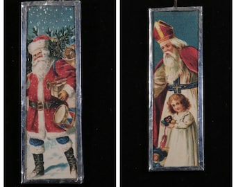 CHRISTMAS  PENDANT CHARM Tag Ornament 2 Sided From Digital Art 1" x 3"