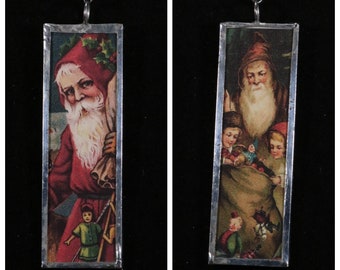 CHRISTMAS  PENDANT CHARM Tag Ornament 2 Sided From Digital Art 1" x 3"