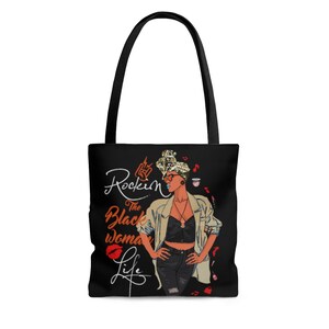 Rockin' That Black Woman Life, Melanin Tote, Afro Queen, Natural Hair Tote Bag