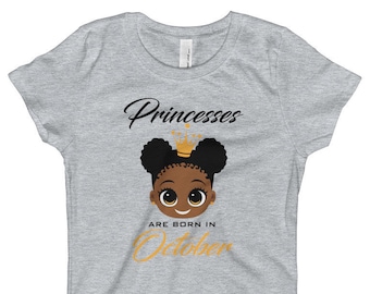 Princesses are born in July Girls fitted T//Shirt Childrens Tee Birthday