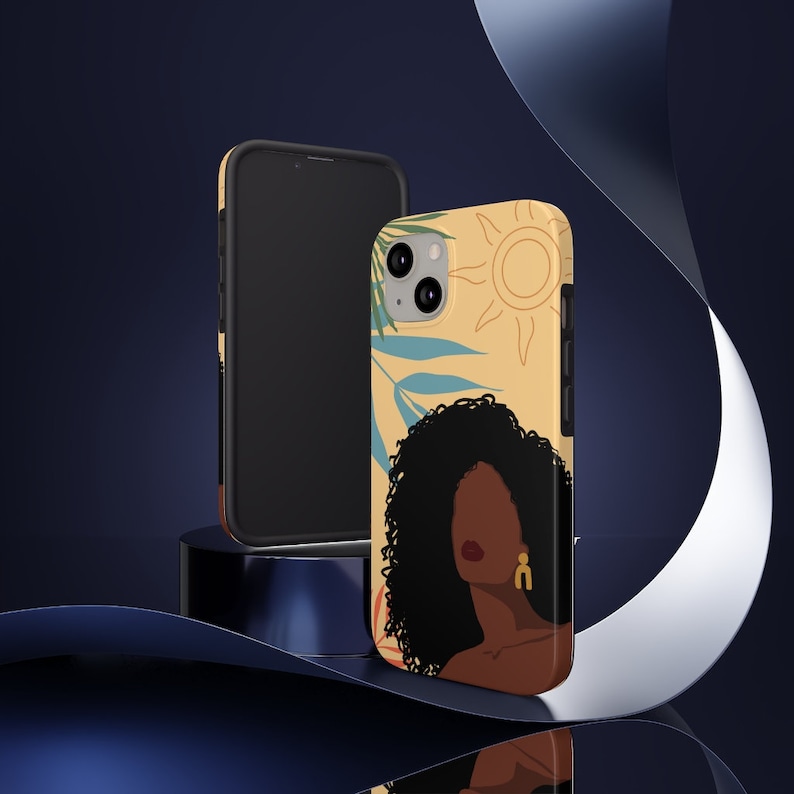 Boho Woman Phone Cover | Melanin Woman iPhone Case | Black Women | Melanin Plant Lover | African American | Black Art | Afro Woman - Gift f image 3