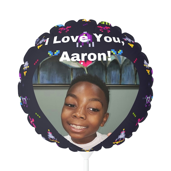 Personalisierter Fotoballon rund 21", Melanin Kinder Videospiel Liebhaber, personalisierter Namensballon, macht tolles Valentinstags- oder Überraschungsgeschenk