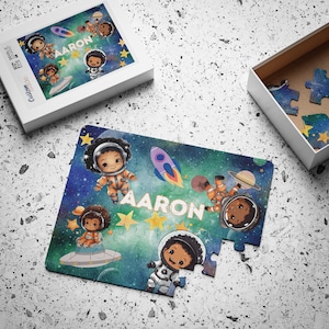 Black Astronaut Kids Puzzle, Melanin Puzzle 30-Piece, African American Boy Girl, Personalized Puzzle,  Black Girls Rock, Black Boy Joy Gift
