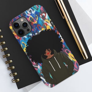 Black Afro Woman Phone Cover / Melanin Woman iPhone Case / Black Women / Graffiti Style / Afroamericano / Black Art / Afro Woman - imagen 7