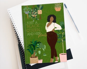 Black Women Plant Journal, Melanin Plant Lover Gift, Black Queen and Plants Mom Lady, Writers Gift  - Ruled Line Journal