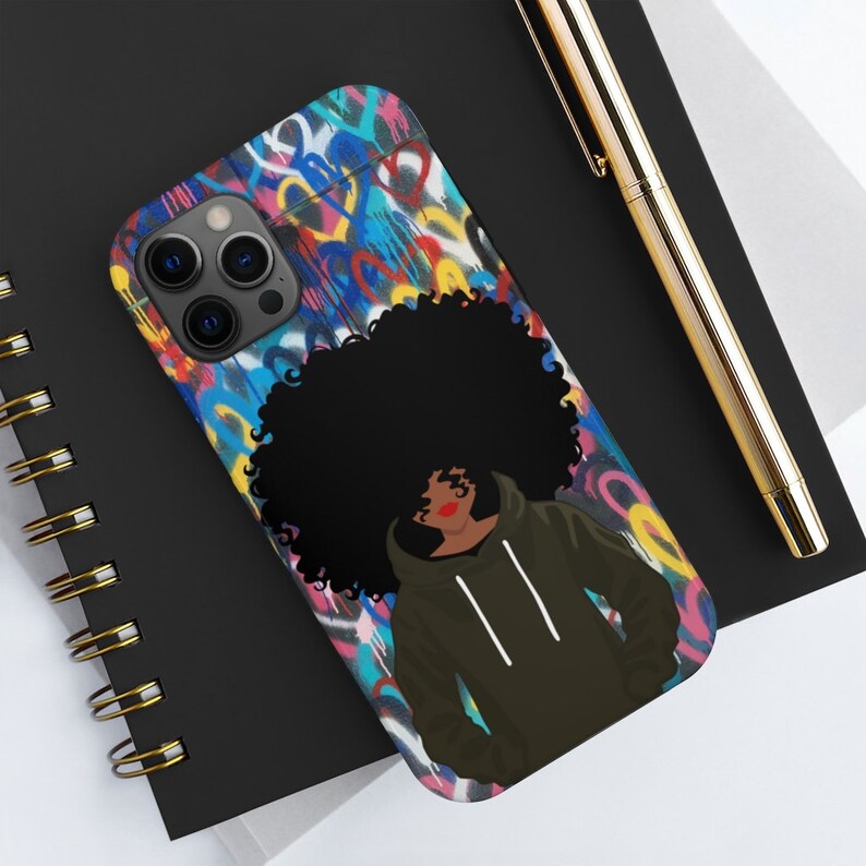 Black Afro Woman Phone Cover / Melanin Woman iPhone Case / Black Women / Graffiti Style / Afroamericano / Black Art / Afro Woman - imagen 6