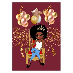 Melanin Greeting Cards | Black Queen Birthday Card | African American Greeting Cards | Cards For Black Women