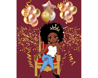 Melanin Greeting Cards | Black Queen Birthday Card | African American Greeting Cards | Cards For Black Women