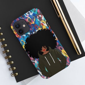 Black Afro Woman Phone Cover / Melanin Woman iPhone Case / Black Women / Graffiti Style / Afroamericano / Black Art / Afro Woman - imagen 1