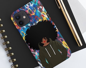 Black Afro Woman Phone Cover | Melanin Woman iPhone Case | Black Women | Graffiti Style | African American | Black Art | Afro Woman -