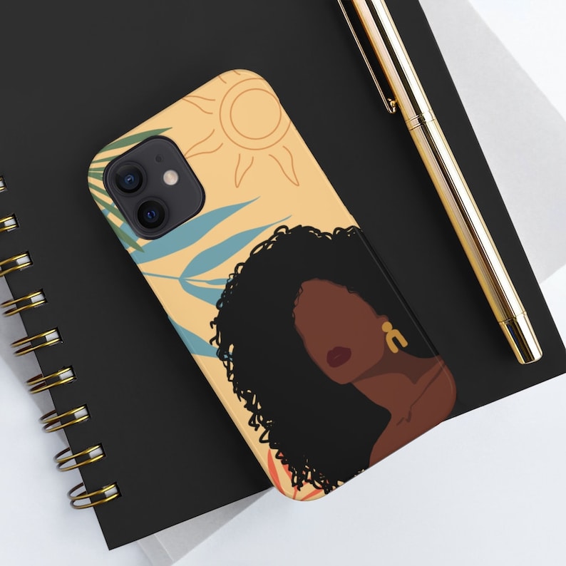Boho Woman Phone Cover | Melanin Woman iPhone Case | Black Women | Melanin Plant Lover | African American | Black Art | Afro Woman - Gift f image 5