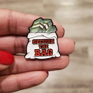 Secure the Bag Enamel Pin | Positive Vibes Pin | Hard Enamel Pin | Black History | Lapel Pin for Her Him | HBCU Graduation | Black Woman