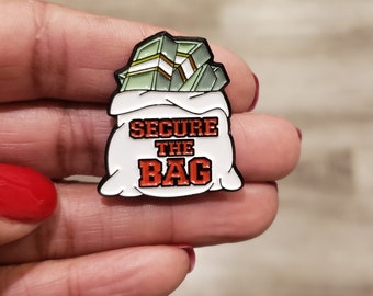 Secure the Bag Enamel Pin | Positive Vibes Pin | Hard Enamel Pin | Black History | Lapel Pin for Her Him | HBCU Graduation | Black Woman