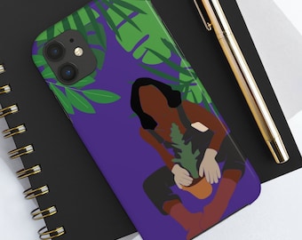 Plant Woman Phone Cover | iPhone Case | Black Women Plant | Melanin Plant Lover | African American | Black Art | Afro Woman - Gift for Black