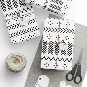 Tribal Wrapping Paper | Mudcloth Inspired Gift Wrap | African American Paper | Melanin Gift Wrap | Afrocentric | Black and White Pattern