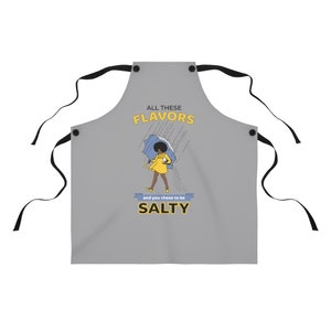 Funny Melanin Cooking Apron | You Salty?! | African American Apron | Culinary Gift | Gift for Black Mom | Kitchen Apron | Foodie Gift Gray