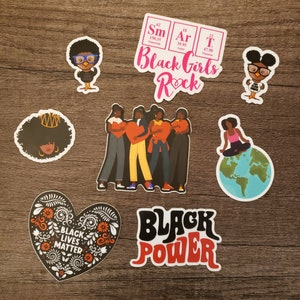 Black Girl Sticker Bundle | Melanin Sticker 8 Pack | Waterproof Vinyl Sticker | Water Bottle Stickers | Laptop Stickers | Black Owned