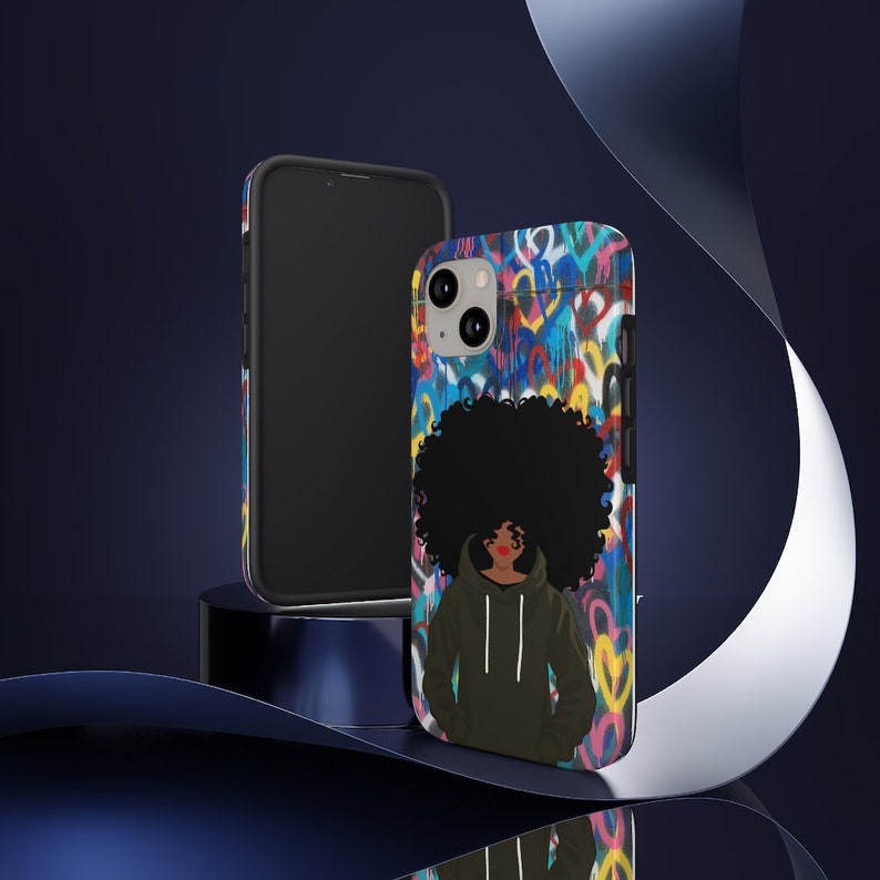 Black Afro Woman Phone Cover / Melanin Woman iPhone Case / Black Women / Graffiti Style / Afroamericano / Black Art / Afro Woman - imagen 3