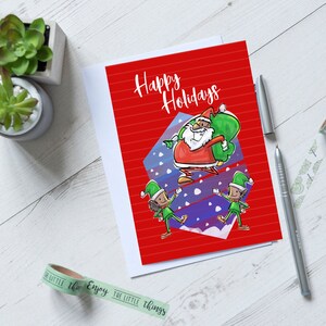 African American Santa Elves Greeting Card | Happy Holidays