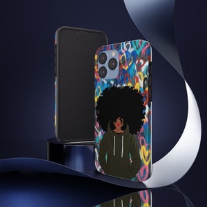 Black Afro Woman Phone Cover / Melanin Woman iPhone Case / Black Women / Graffiti Style / Afroamericano / Black Art / Afro Woman - imagen 5