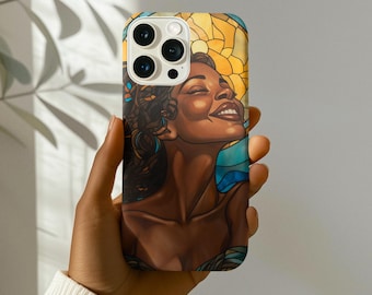 Black Girl Magic Stained Glass Colorful iPhone Case, African American Boho Chic, Unique Gifts, Self-Love, Melanin Art-inspired Accessories