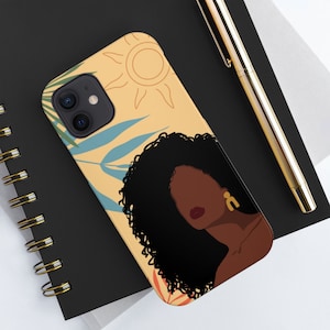 Boho Vrouw Telefoon Cover | Melanine Vrouw iPhone Case | Zwarte Vrouwen | Melanine Plant Lover | Afro-Amerikaanse | Zwarte Kunst | Afro Vrouw - Gift f