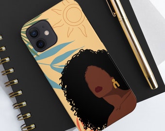Funda de teléfono para mujer boho / Funda para iPhone de mujer melanina / Mujeres negras / Amante de las plantas de melanina / Afroamericana / Arte negro / Mujer afro - Regalo f