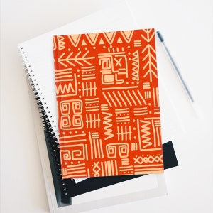 Tribal Orange Journal - Afrocentric Journals - Gift for Writer - Ruled Line - Black Excellence