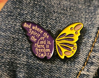 Transformed by Jesus, Christian Enamel Pin - Where the Spirit of the Lord Is - Inspirational Faith Based Accessory, Baptism, Church Gift