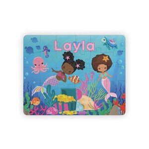 Melanin Mermaid Girls Puzzle, 30-Piece, African American Kids Puzzle, Personalized Puzzle,  Black Girls Rock, Learning Gift