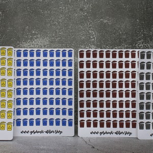 Stickersheet / Stickerbogen Mülltonnen Einzelbogen oder als Set 80 Sticker pro Bogen