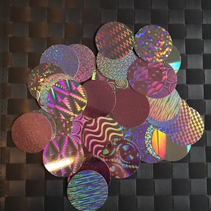 Kreise Die Cuts holografisch ca. 5cm zum Basteln gestalten Karten machen verschiedene Designs 40 Stück Farbmischung Silber/Rosa