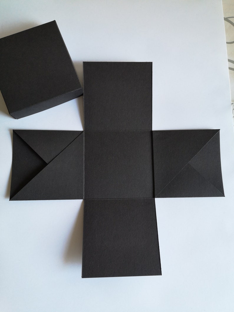 Explosion box to design yourself, blank, different colors, approx. 7 x 7 x 7 cm DIY, make yourself Black