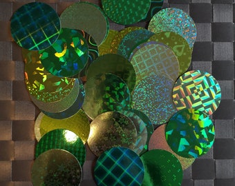 Kreise Die Cuts holografisch ca. 5cm zum Basteln gestalten Karten machen verschiedene Designs 40 Stück Farbmischung Grün