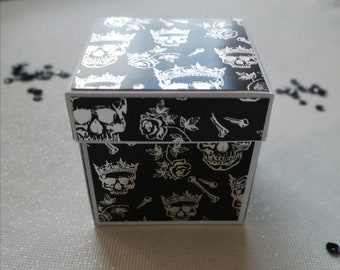 Explosion box for men, black/silver approx. 7 x 7 x 7.5 cm, ideal as a money gift