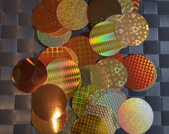 Kreise Die Cuts holografisch ca. 5cm zum Basteln gestalten Karten machen verschiedene Designs 40 Stück Farbmischung Gold/Braun/Orange