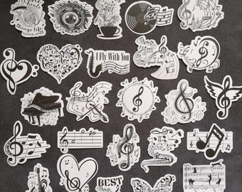Musik Notenschlüssel Sticker Aufkleber Matt 25 Stück