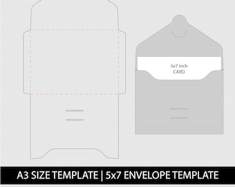 Envelope Template for 5x7",PNG and SVG, Dxf, Formats, A3 sheet, Printable