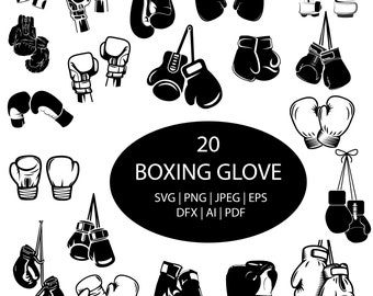 20 BOXING GLOVE SVG Silhouette Clip Art Images