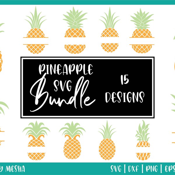 Pineapple SVG Bundle, Pineapple svg files, Pineapple Monogram frame, Pineapple Clipart, Split pineapple svg, Summer Monogram svg, Summer Svg