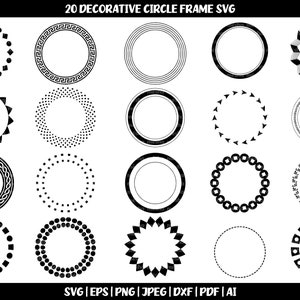 20 Decorative circle frame svg bundle, circle frame clipart, calligraphic circle svg bundle, circle monograms svg files, wreath svg bundle