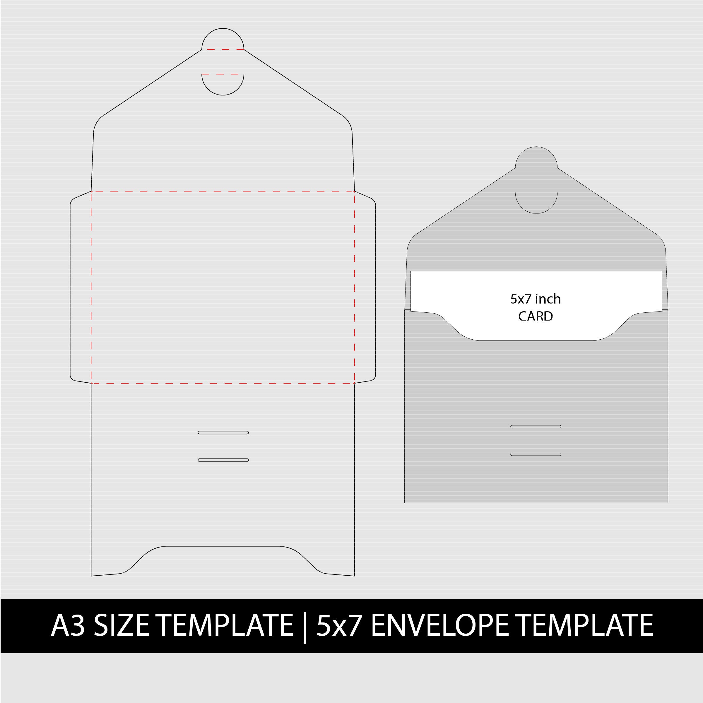 Envelope Template for 5x7,PNG and SVG, Dxf, Formats, A3 sheet, Printable