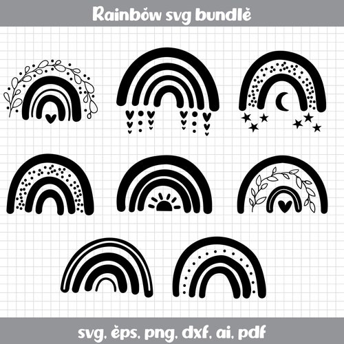 Rainbow Svg bundle, Boho rainbow svg bundle, rainbows Svg files rainbows for Cricut Silhouette, cute rainbow Svg, Rainbow Svg, Printable png
