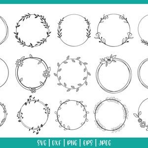 circle svg bundle, circle frame svg, circle wreath svg, floral wreath svg, monogram wreath svg, floral circle svg, floral wreath svg image 2