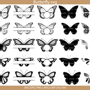 Butterfly svg bundle, Butterfly monogram svg bundle, Butterfly name svg, Split Butterfly svg, Butterfly clipart, Butterfly cricut svg, png