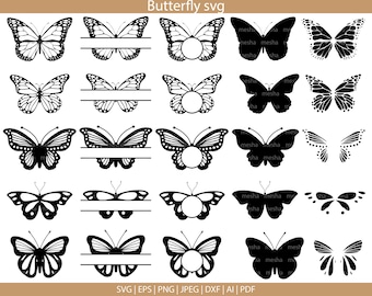 Butterfly svg bundle, Butterfly monogram svg bundle, Butterfly name svg, Split Butterfly svg, Butterfly clipart, Butterfly cricut svg, png