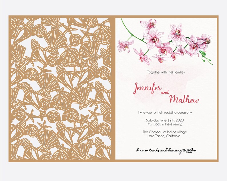 Download 5x7 Tri Fold Wedding invitation Svg Laser Cut Wedding | Etsy
