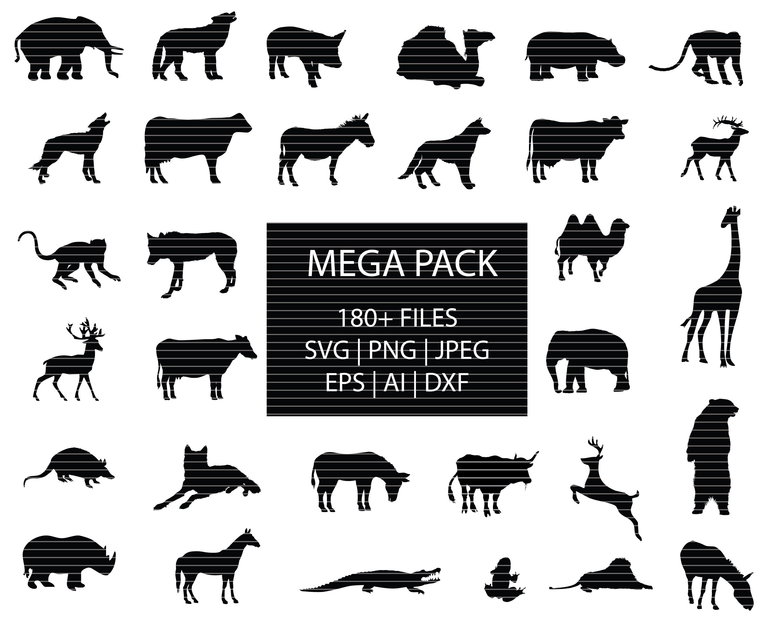 189 Animals Svg Bundle Animals Silhouette Mega Pack Etsy